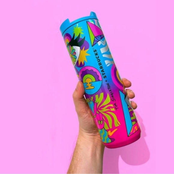 Starbucks and Tim Singleton Pride 2023 psychedelic coffee thermos, NEW - Picture 2 of 5